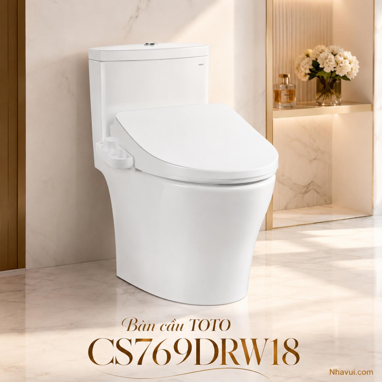 Bàn cầu kết hợp nắp rửa điện tử TOTO CS769DRW18 WASHLET C2 cơ bản TCF23710AAA