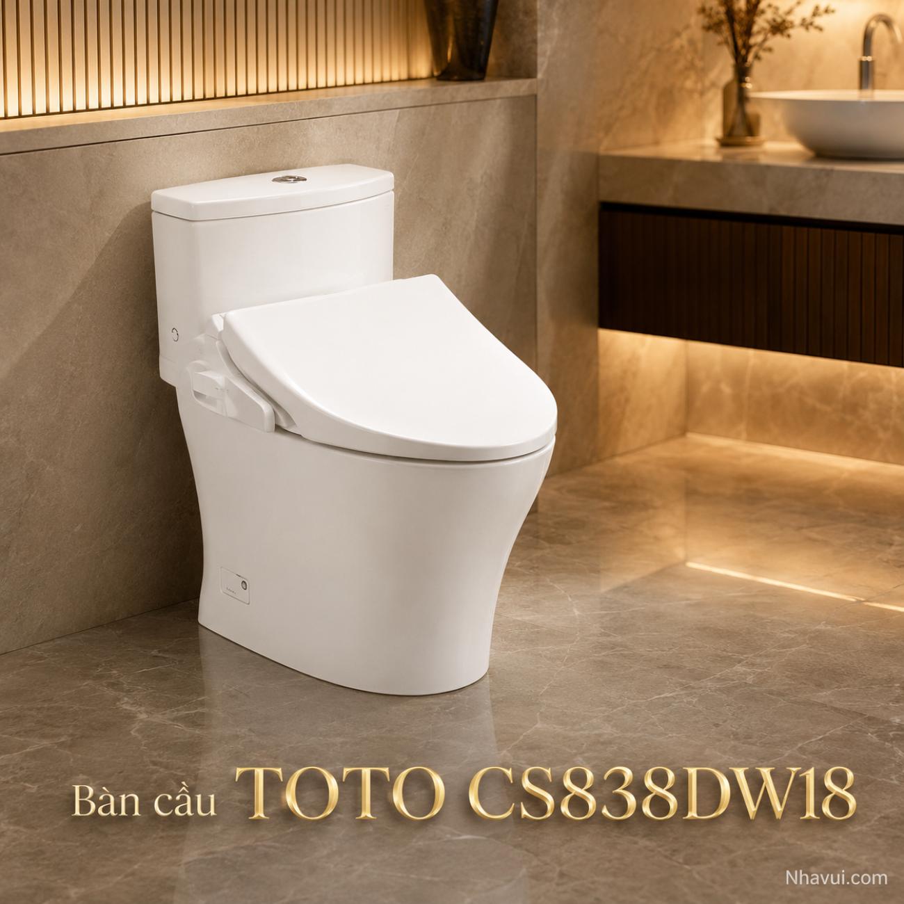 Bàn cầu kết hợp nắp rửa điện tử TOTO CS838DW18 WASHLET C2 cơ bản TCF23710AAA