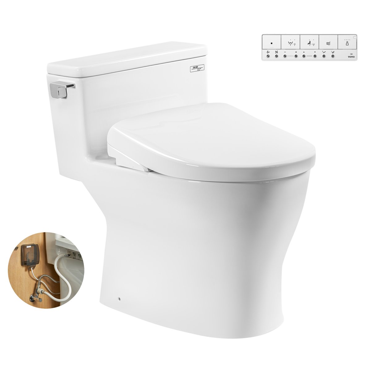 Bàn cầu kết hợp nắp rửa điện tử TOTO MS188VKW23 T53P100VR WASHLET S7