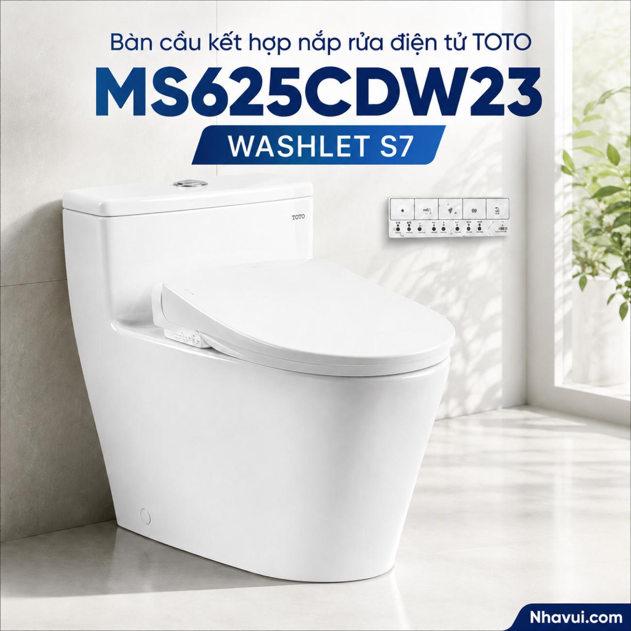 Bàn cầu kết hợp nắp rửa điện tử TOTO MS625CDW23 WASHLET S7