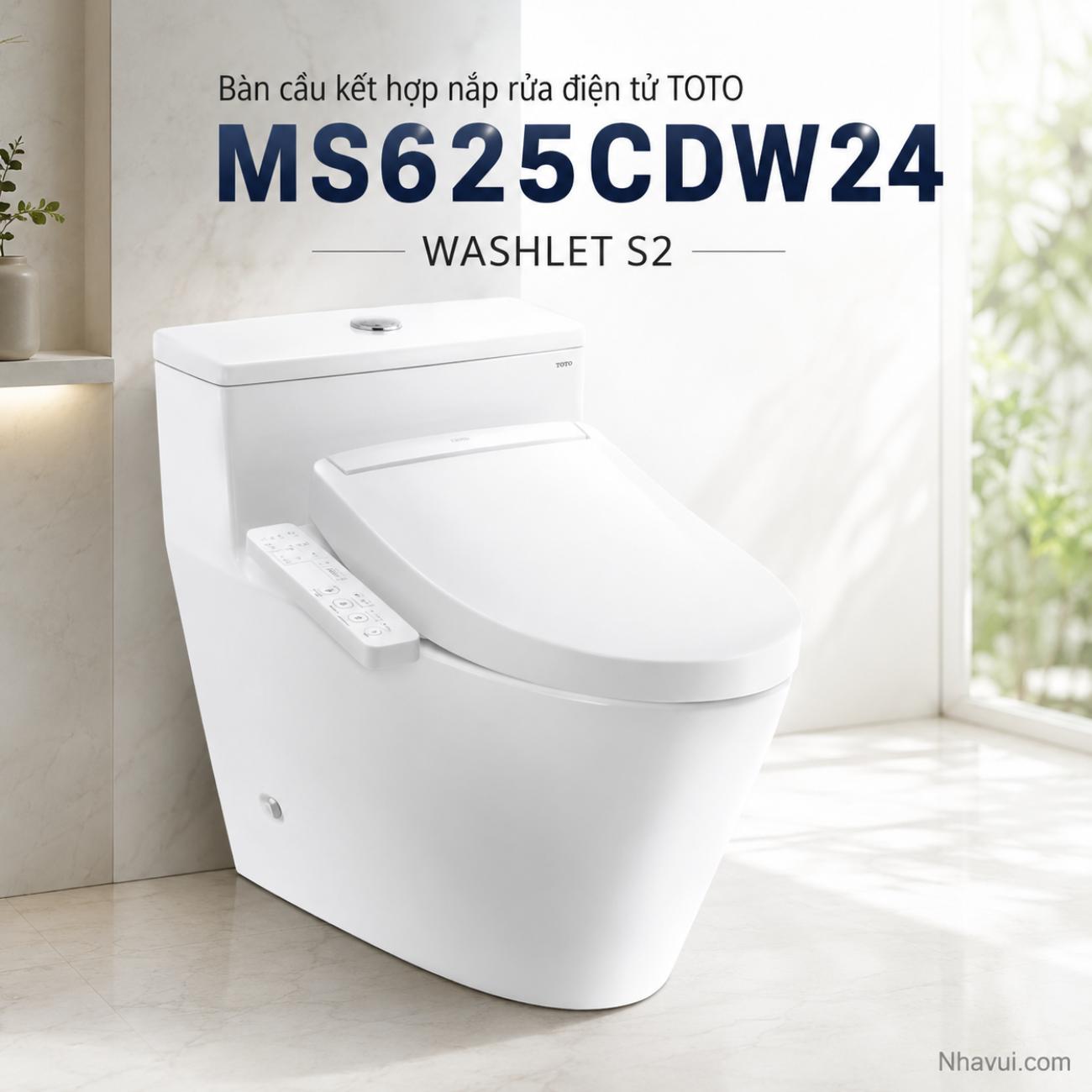 Bàn cầu kết hợp nắp rửa điện tử TOTO MS625CDW24 WASHLET S2