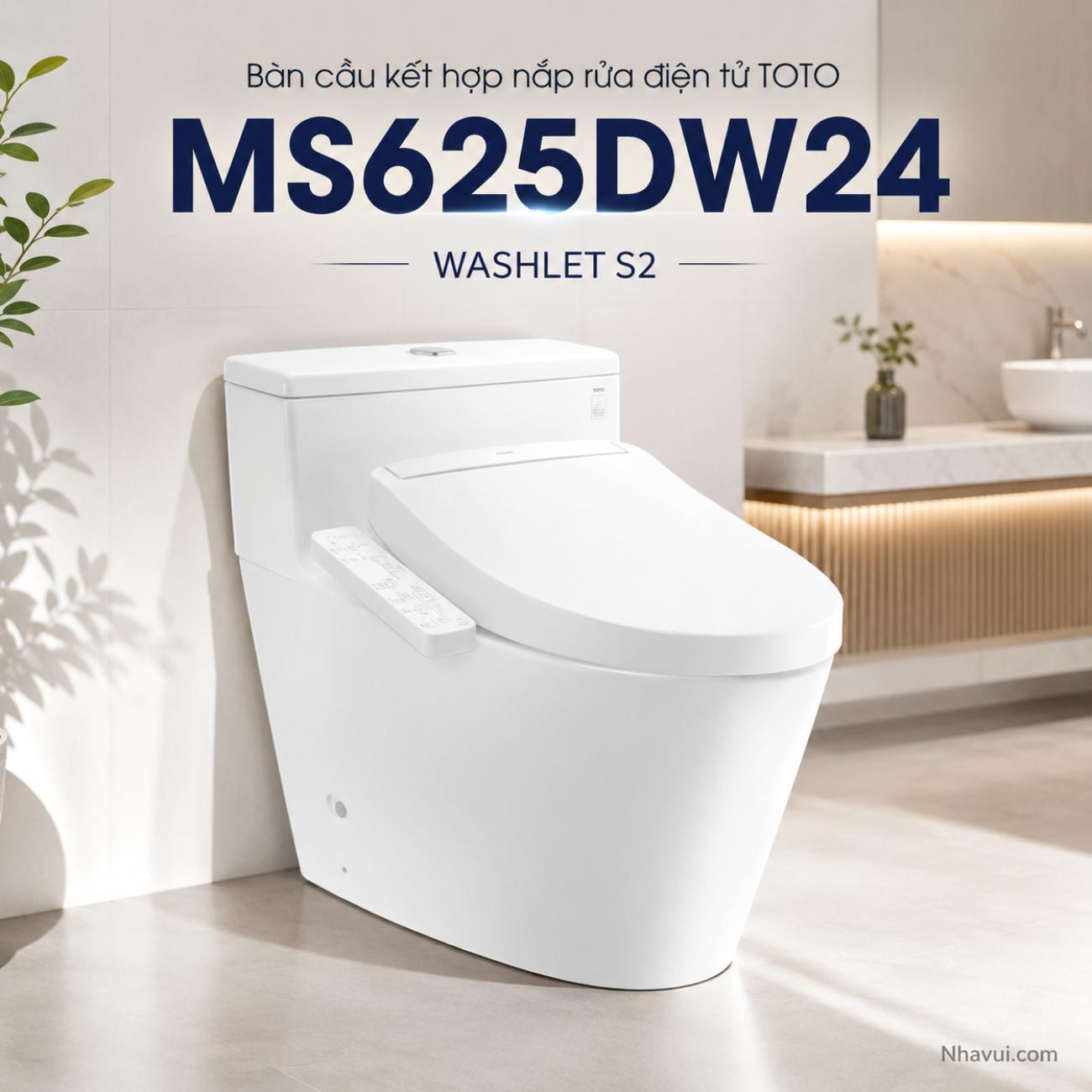 Bàn cầu kết hợp nắp rửa điện tử TOTO MS625DW24 WASHLET S2