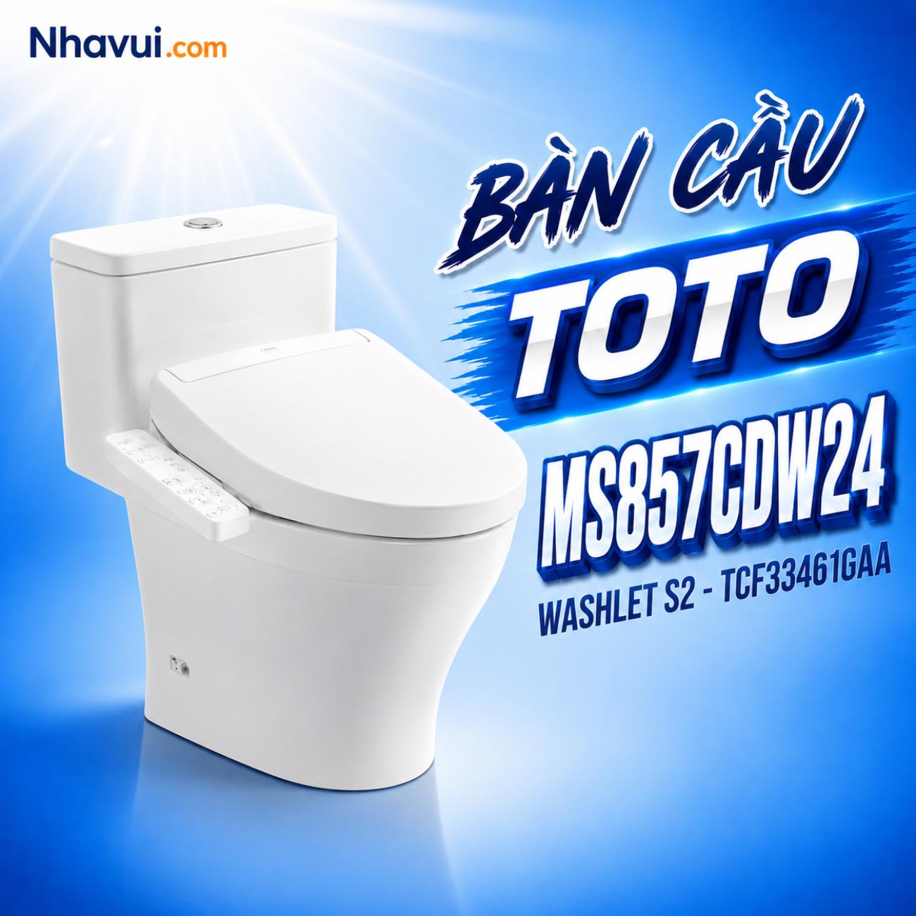 Bàn cầu kết hợp nắp rửa điện tử TOTO MS857CDW24 WASHLET dòng S2 TCF33461GAA