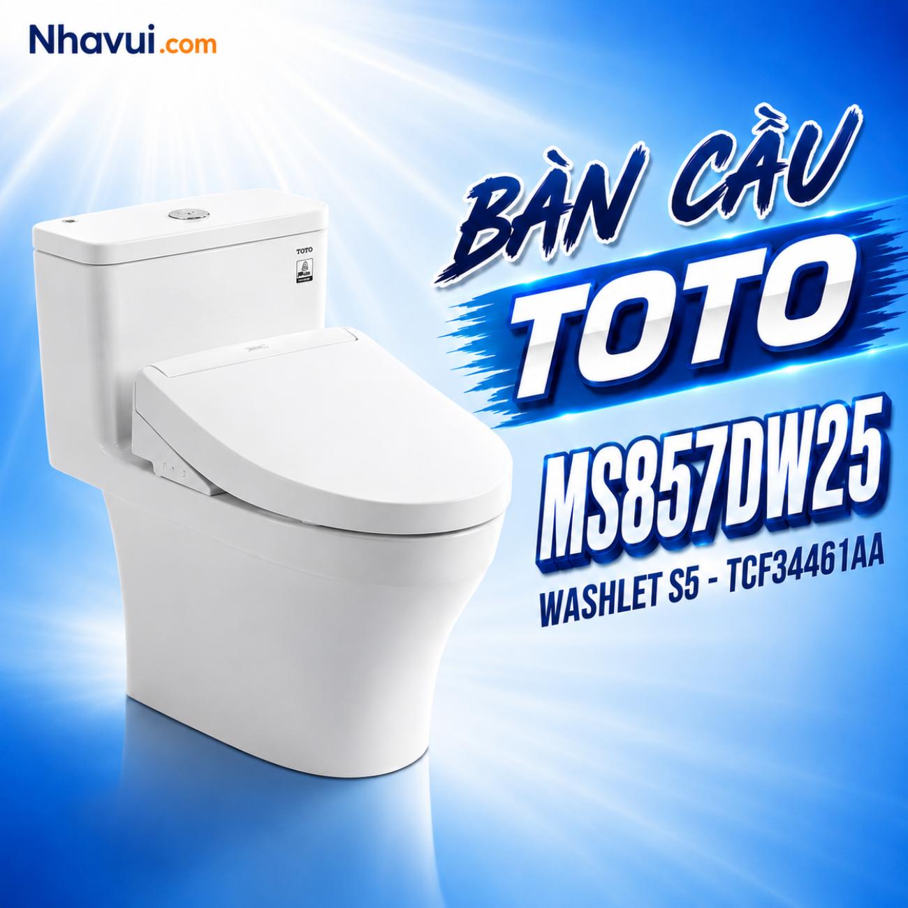 Bàn cầu kết hợp nắp rửa điện tử TOTO MS857DW25 WASHLET dòng S5 TCF34461AA