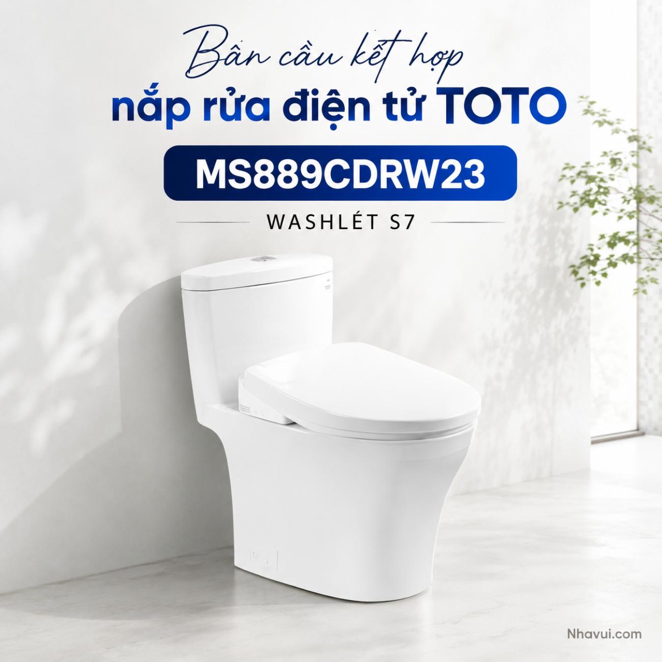 Bàn cầu kết hợp nắp rửa điện tử TOTO MS889CDRW23 WASHLET S7