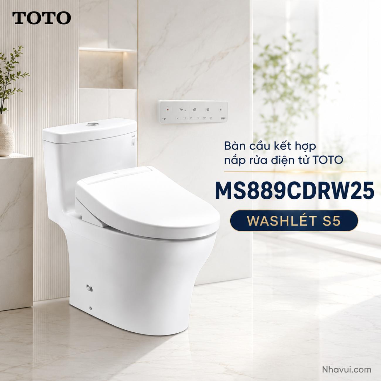Bàn cầu kết hợp nắp rửa điện tử TOTO MS889CDRW25 WASHLET S5