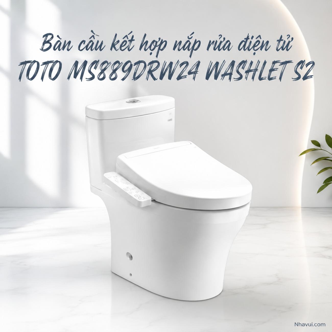 Bàn cầu kết hợp nắp rửa điện tử TOTO MS889DRW24 WASHLET S2