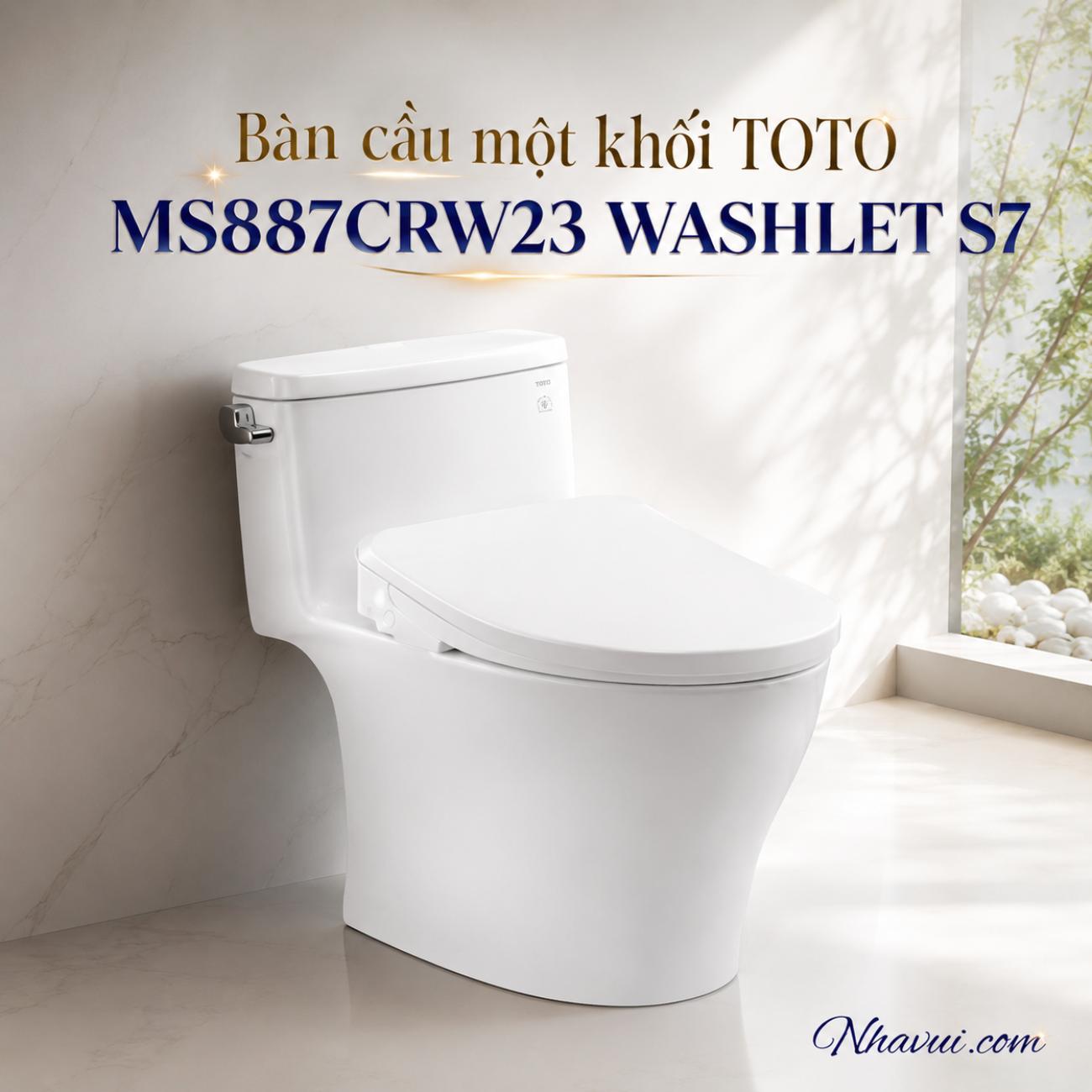 Bàn cầu một khối TOTO MS887CRW23 kết hợp nắp rửa điện tử WASHLET S7
