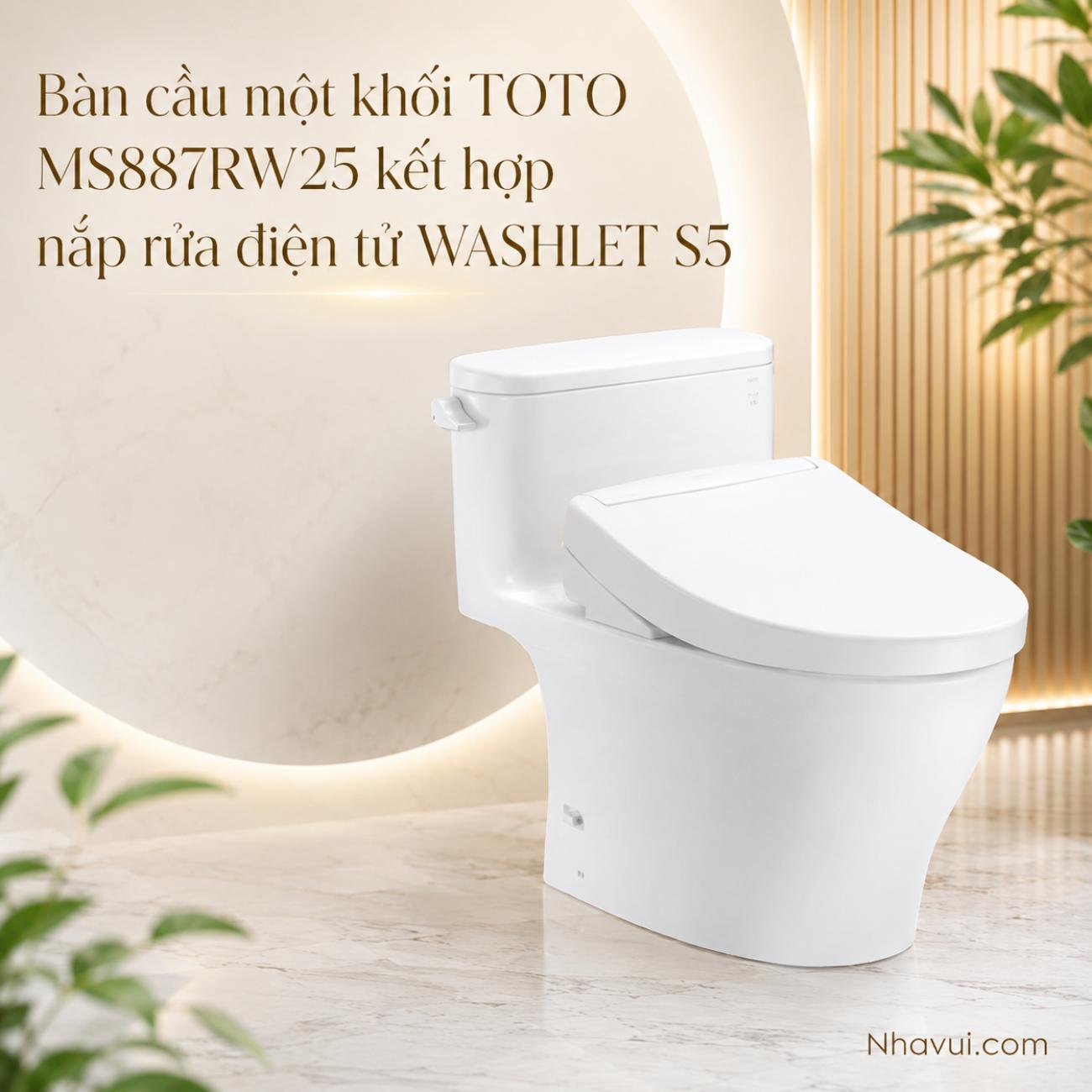 Bàn cầu một khối TOTO MS887RW25 kết hợp nắp rửa điện tử WASHLET S5