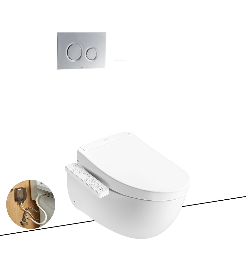 Bàn cầu treo tường kèm nắp đóng êm TOTO CW812RA#W TC811SJ#W