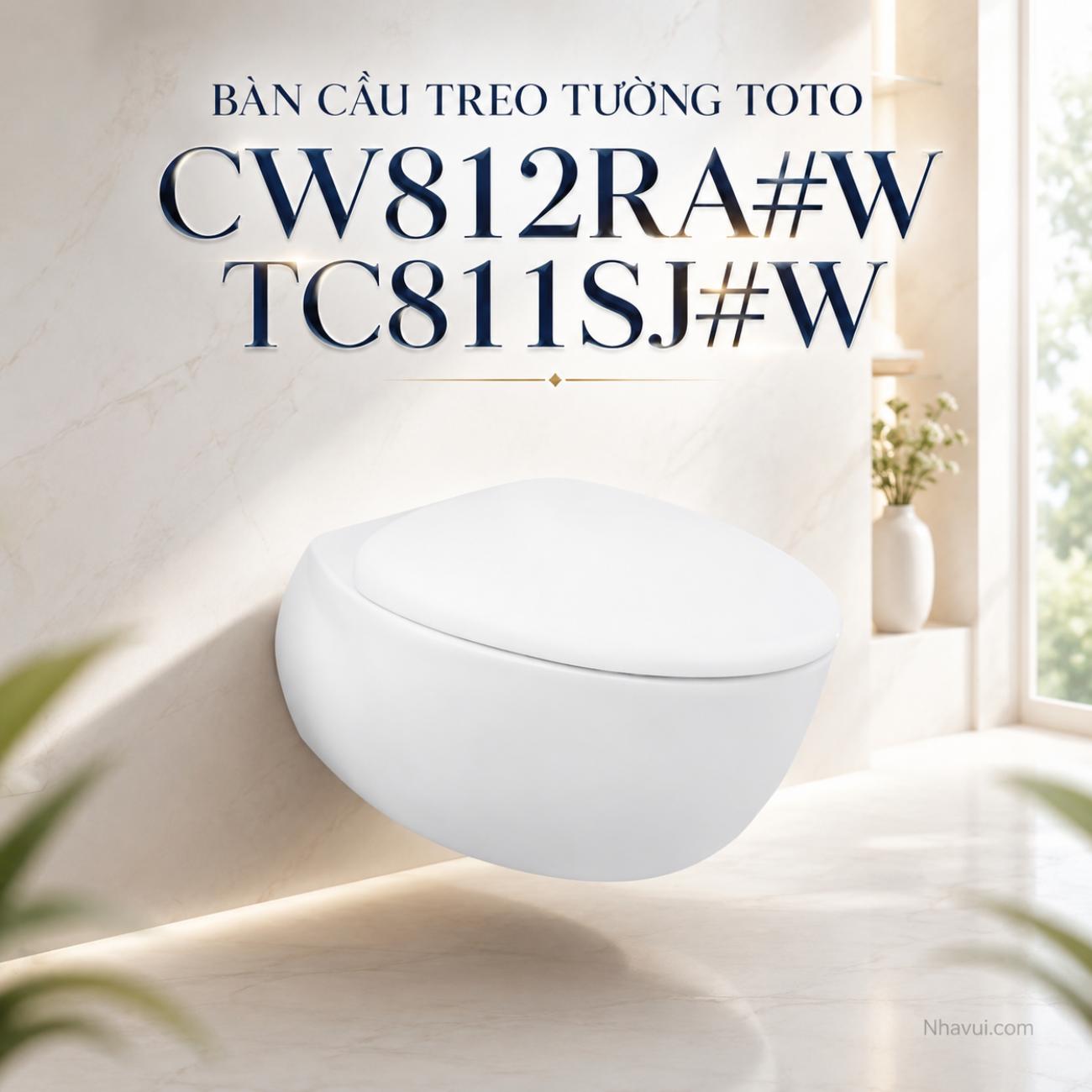 Bàn cầu treo tường kèm nắp đóng êm TOTO CW812RA#W TC811SJ#W