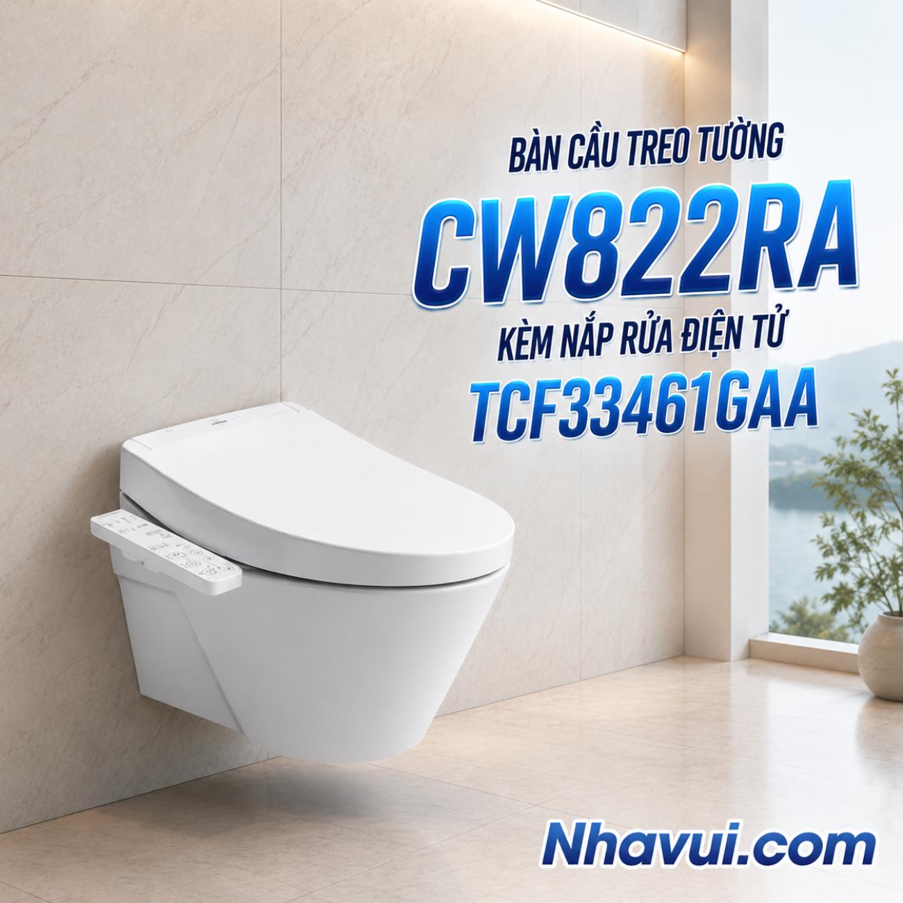 Bàn cầu treo tường kèm nắp rửa điện tử TOTO CW822RA WASHLET dòng S2 TCF33461GAA