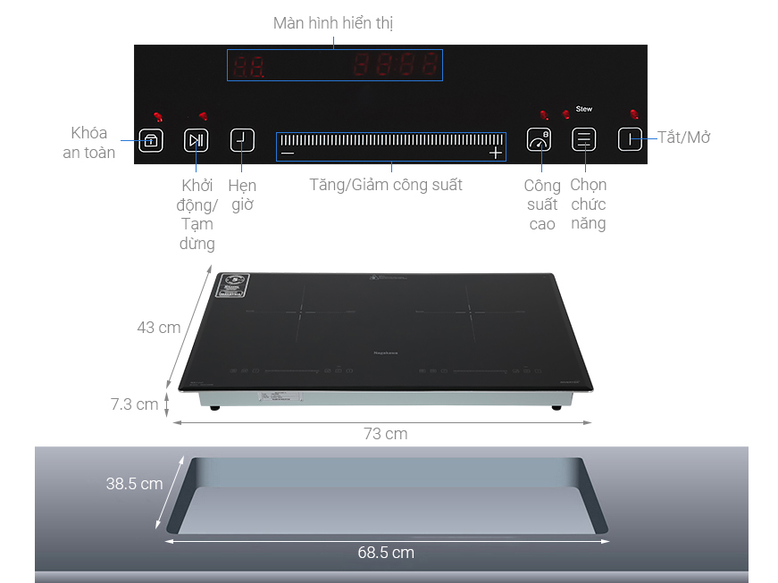 Bếp từ đôi Nagakawa NK2C05MB