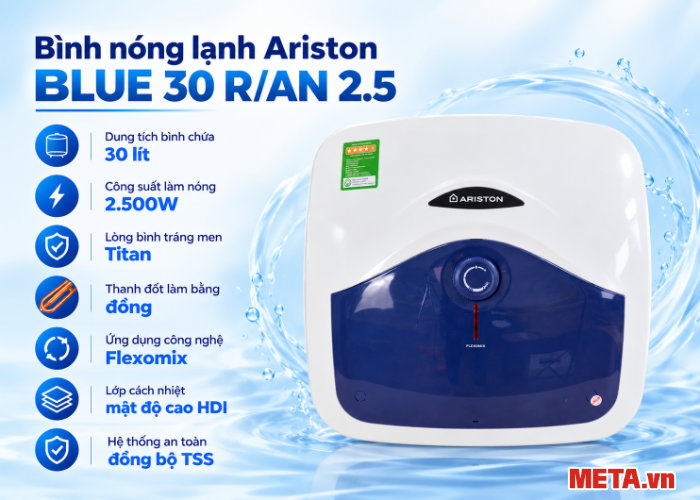 Bình nóng lạnh Ariston BLUE 30 R/AN 2.5 30 lít
