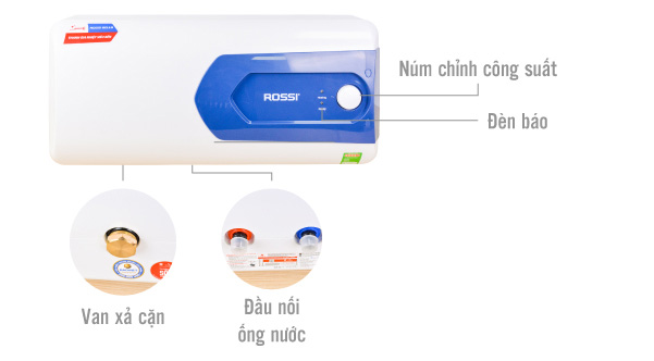 Bình nóng lạnh Rossi Dello RDO-30SL 30 lít ngang