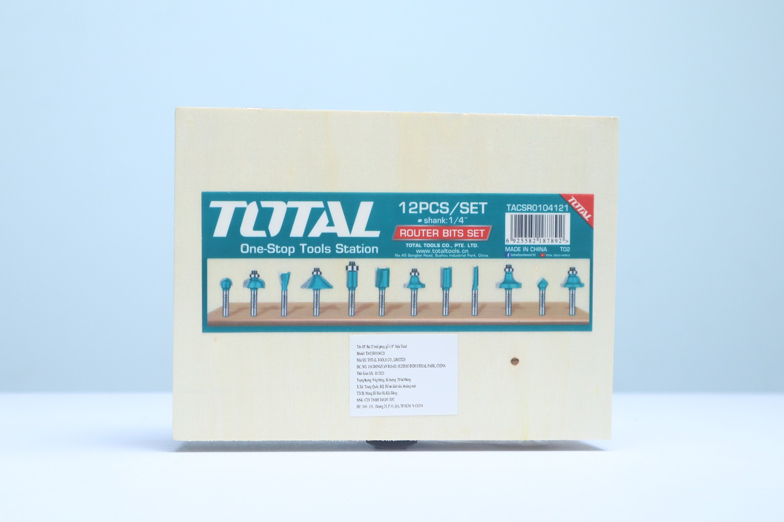 Bộ 12 mũi phay gỗ Total TACSR0104121 chuôi 1/4 inch (6,35 mm)