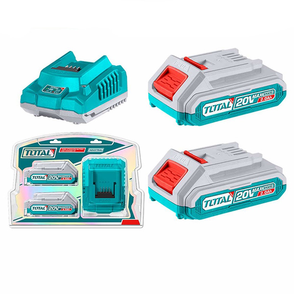 Bộ 2 pin 20V 2.0Ah và sạc nhanh Total TFBCPK1222