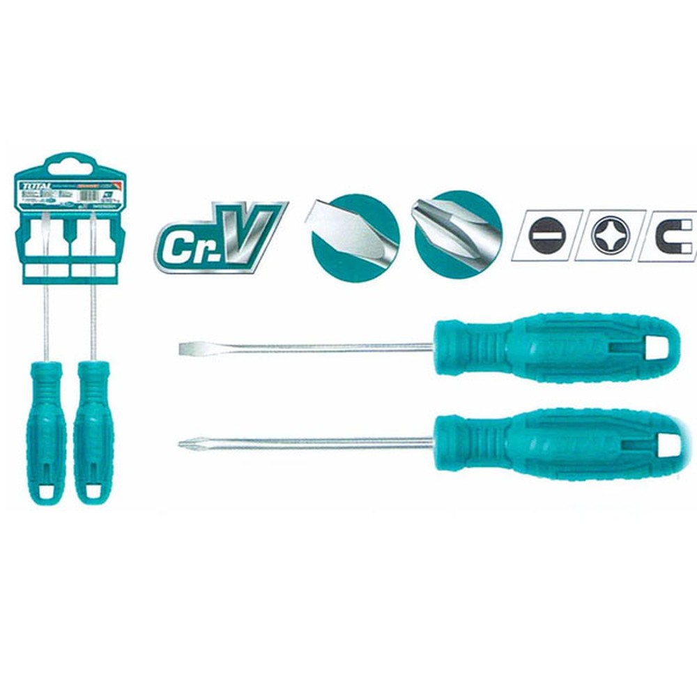Bộ 2 tua vít dẹp và bake Total THTDC250201