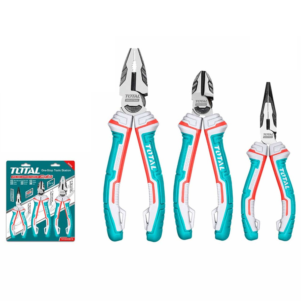 Bộ 3 kìm Total THT2K0301S – kìm điện 200 mm, kìm cắt 180 mm, kìm nhọn 160 mm