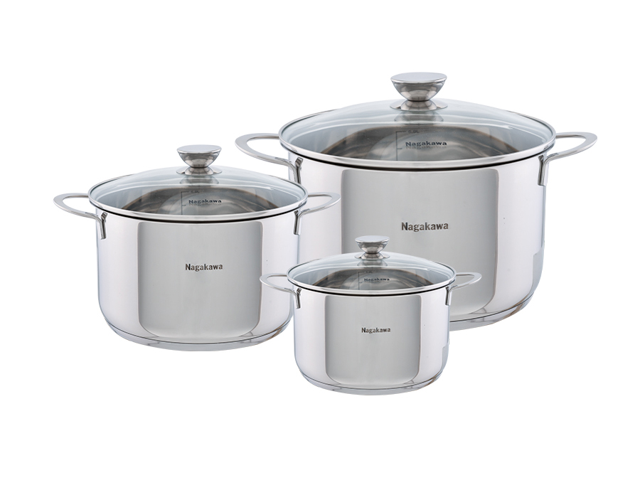 Bộ 3 nồi inox 304 5 lớp đáy từ Nagakawa NAG1351