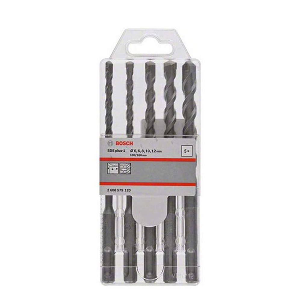 Bộ 5 mũi khoan bê tông SDS Plus Bosch 2608579120 (6/6/8/10/12 x 160 mm)