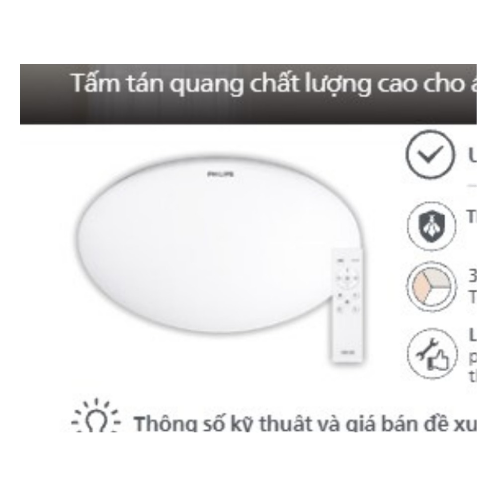 Bộ đèn LED ốp trần Philips CL610 ALL IN ONE 36W có remote chính hãng