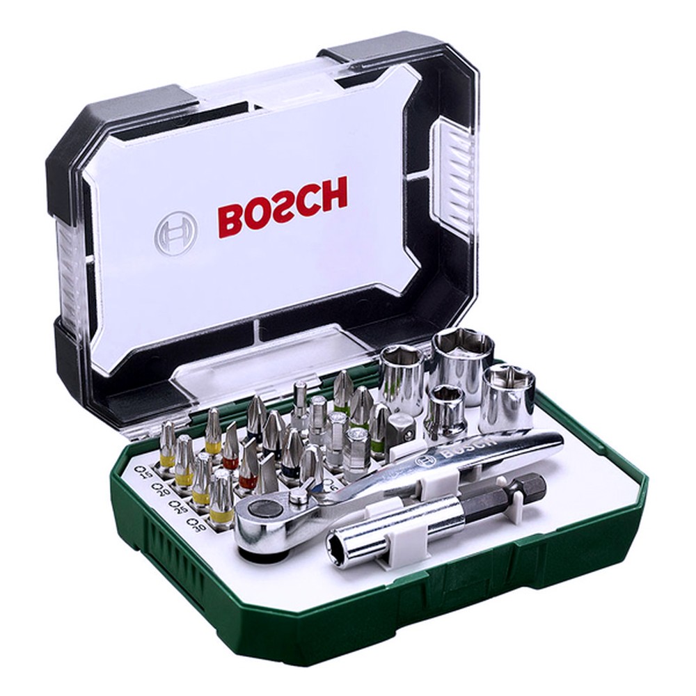 Bộ mũi vít và đầu tuýp Bosch 2607017322 26 chi tiết kèm tay vặn