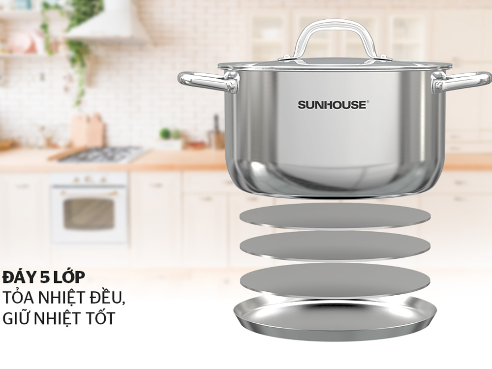 Bộ nồi chảo inox 3 món Sunhouse Easy Cook SHG993E