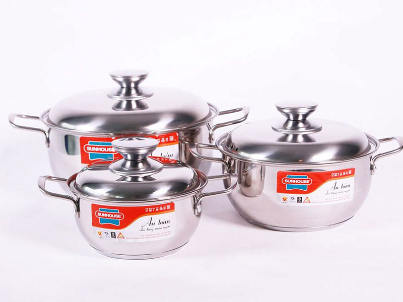 Bộ nồi inox 3 đáy Sunhouse SH335