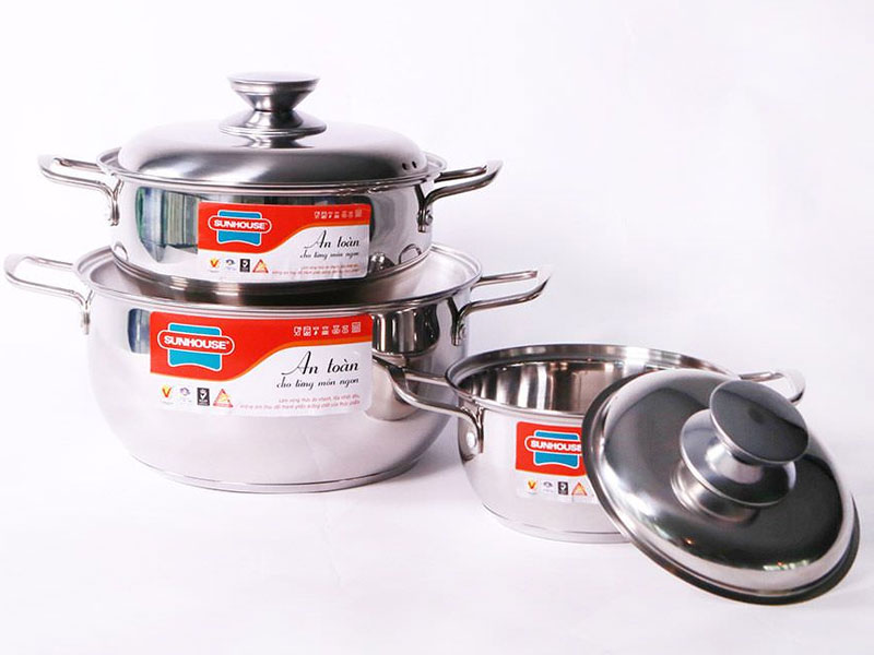 Bộ nồi inox 3 đáy Sunhouse SH335