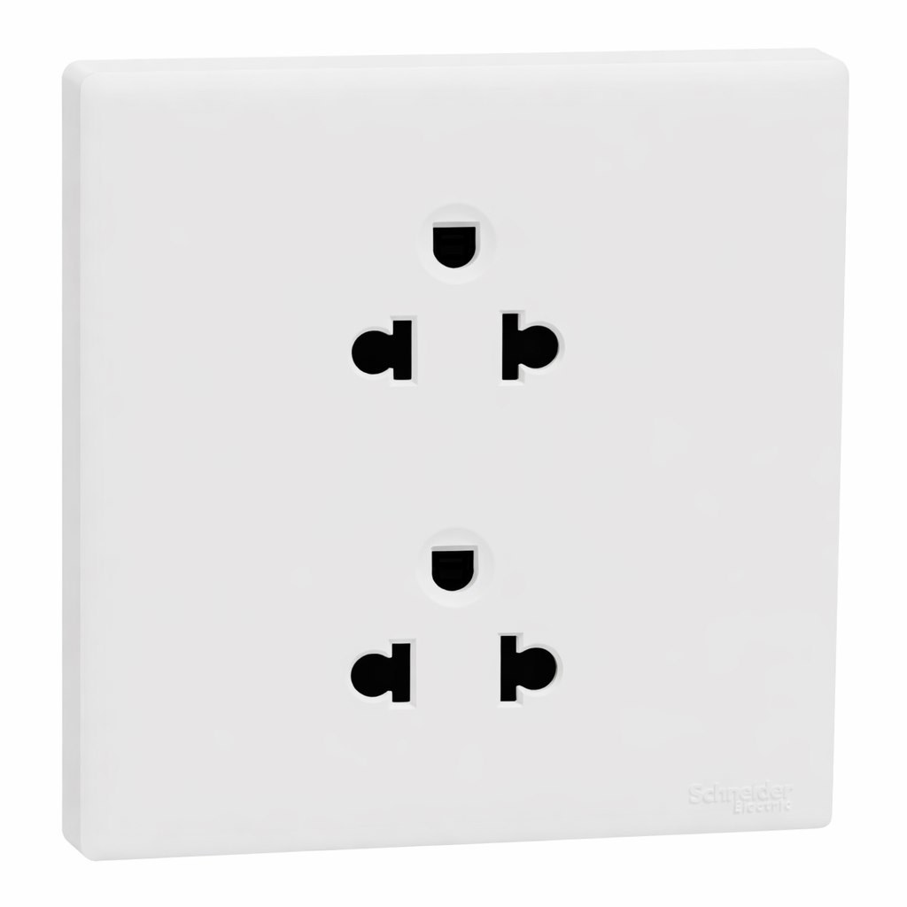 Bộ ổ cắm 3 chấu 16A Schneider Vivace E đơn, đôi – màu trắng