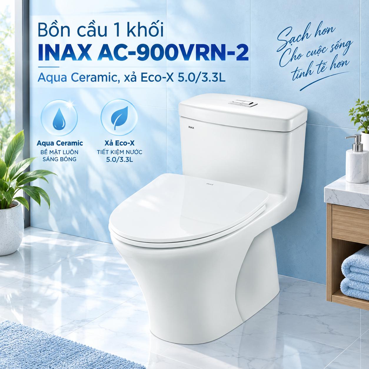 Bồn cầu 1 khối INAX AC-900VRN-2 Aqua Ceramic
