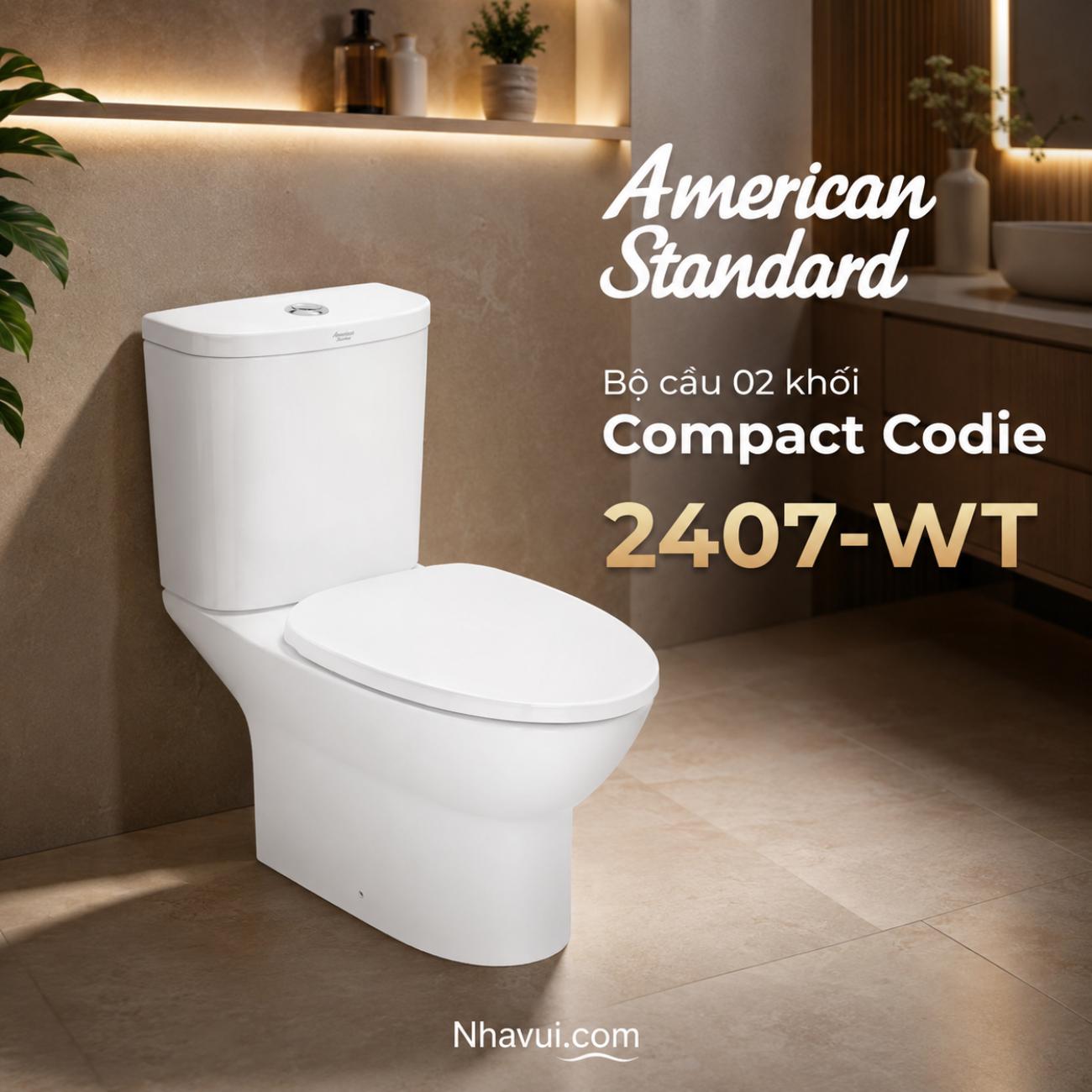 Bồn cầu 2 khối American Standard 2407-WT Compact Codie