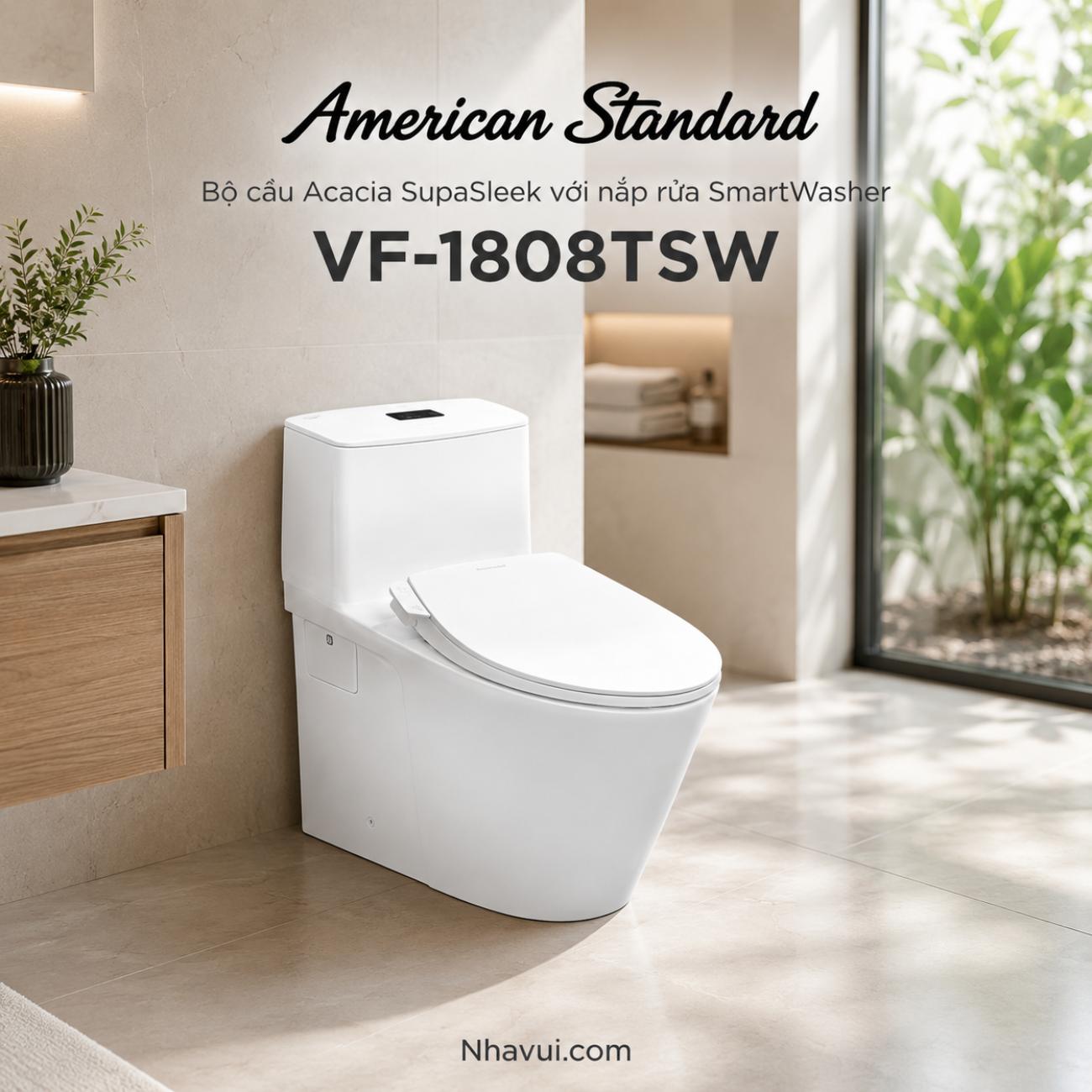 Bồn cầu American Standard VF-1808TSW Acacia SupaSleek với nắp rửa SmartWasher