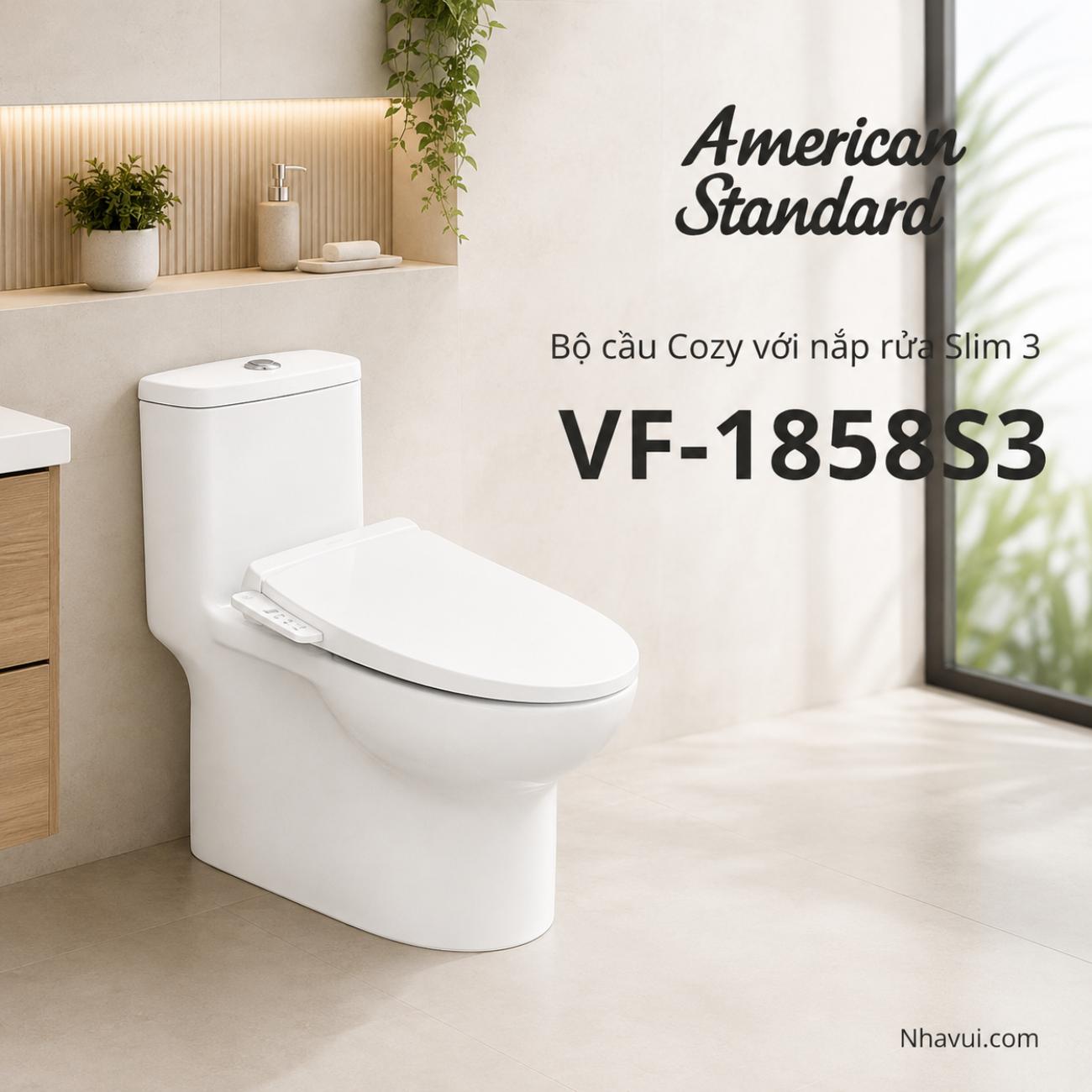 Bồn cầu American Standard VF-1858S3 Cozy với nắp rửa Slim 3
