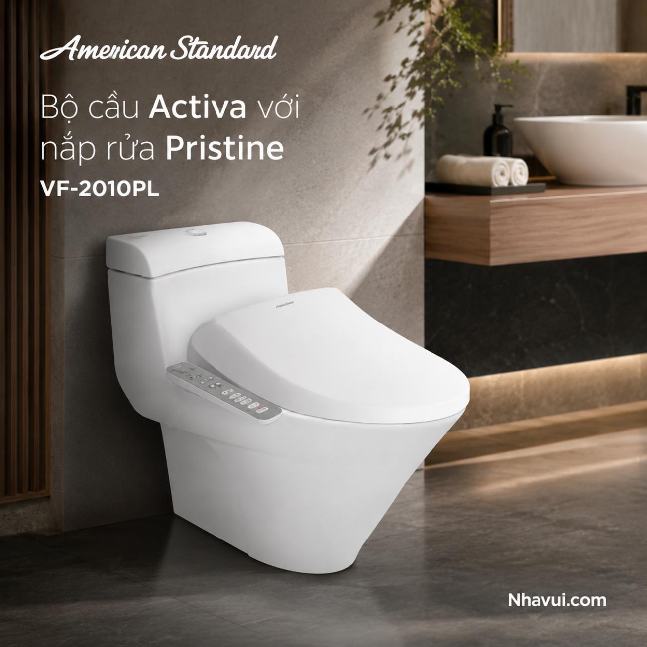 Bồn cầu American Standard VF-2010PL Activa với nắp rửa Pristine