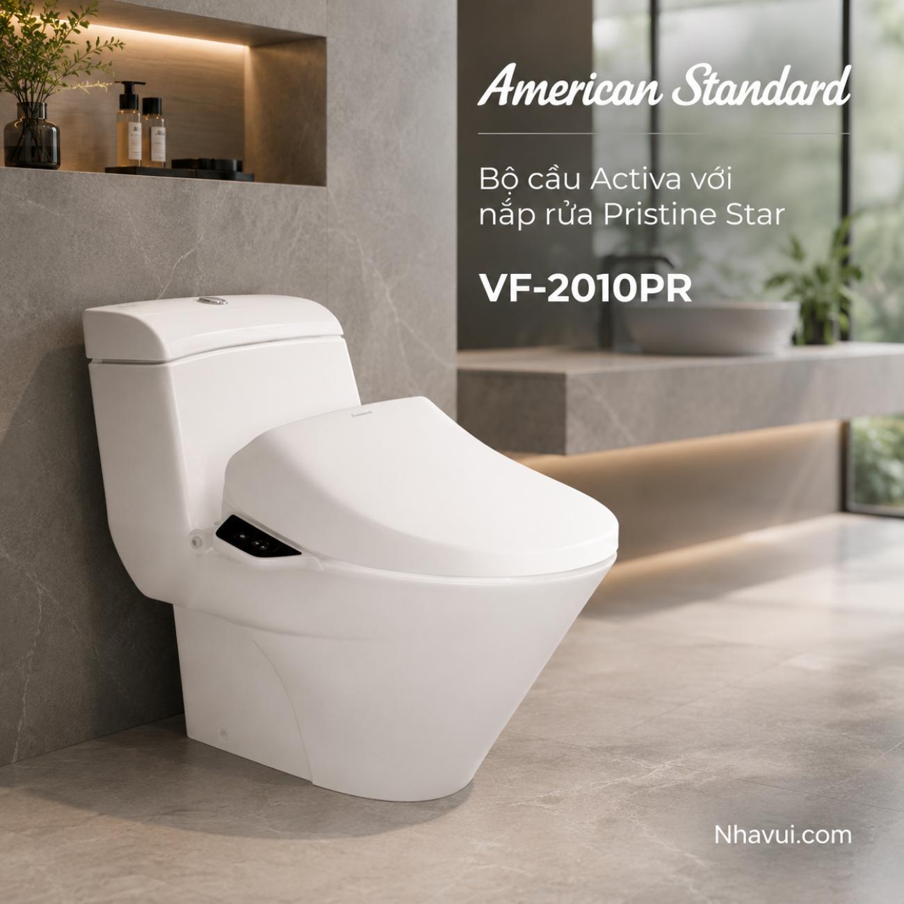 Bồn cầu American Standard VF-2010PR Activa với nắp rửa Pristine Star