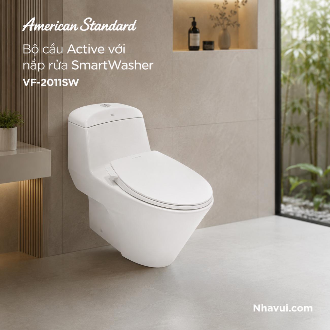 Bồn cầu American Standard VF-2011SW Active với nắp rửa SmartWasher