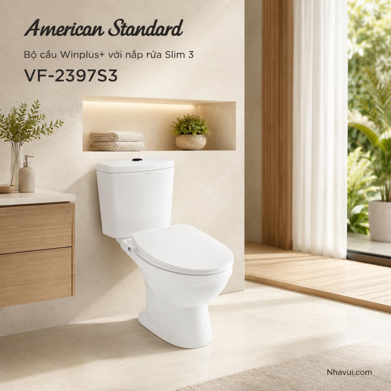 Bồn cầu American Standard VF-2397S3 Winplus+ với nắp rửa Slim 3