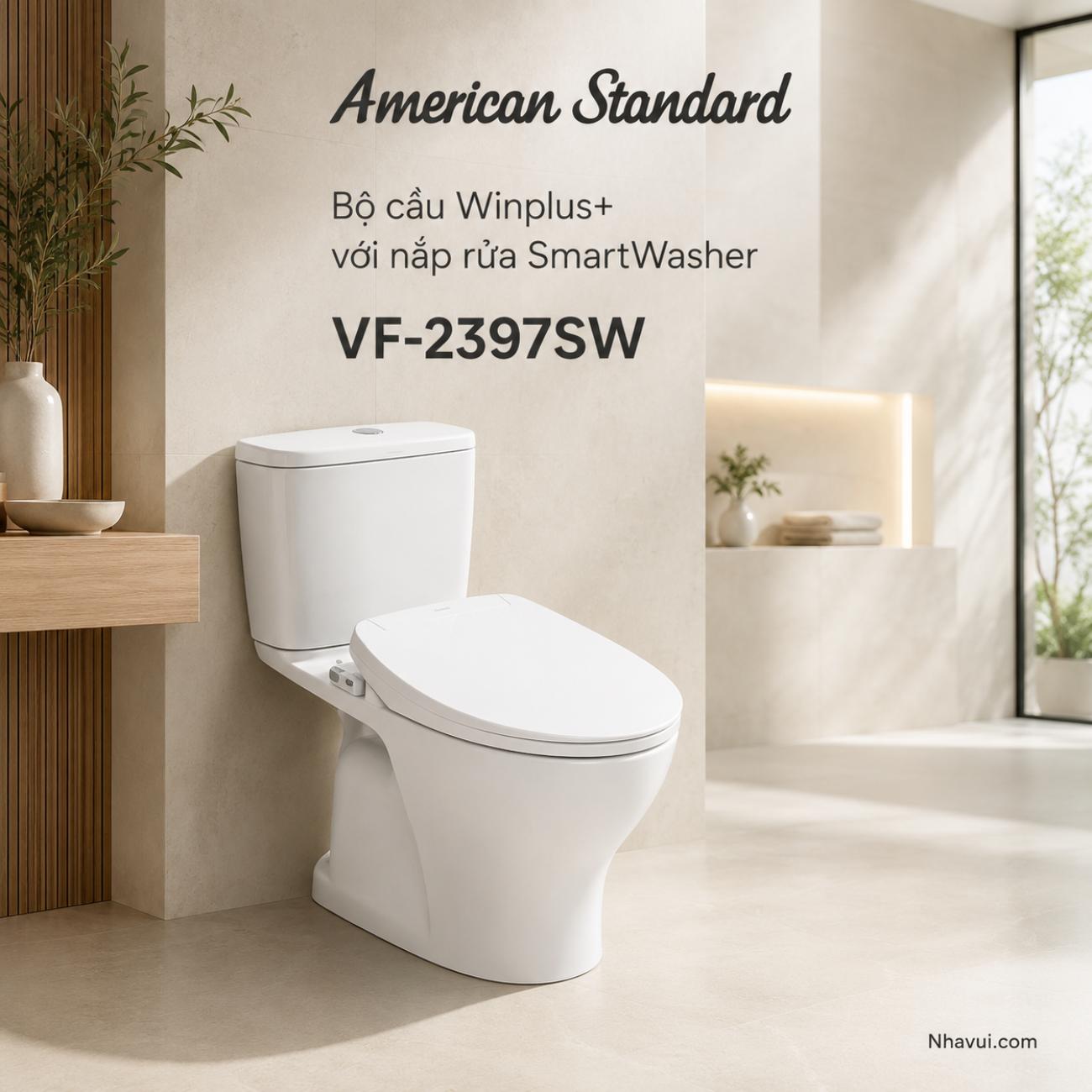 Bồn cầu American Standard VF-2397SW Winplus+ với nắp rửa SmartWasher