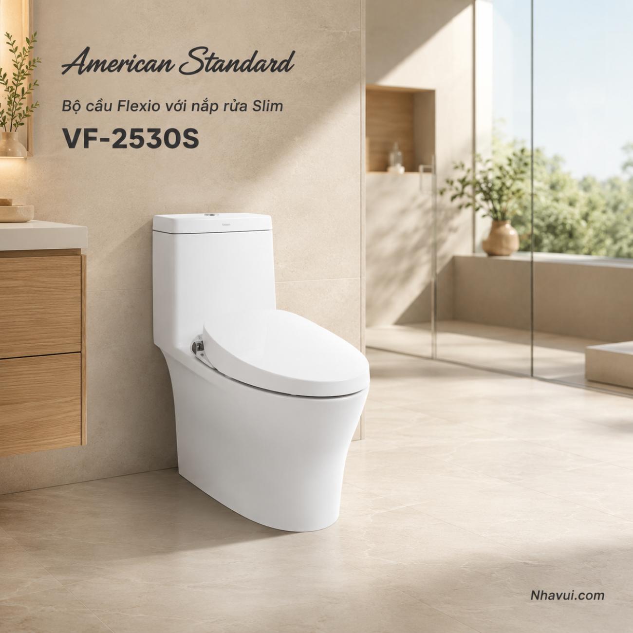 Bồn cầu American Standard VF-2530S Flexio với nắp rửa Slim