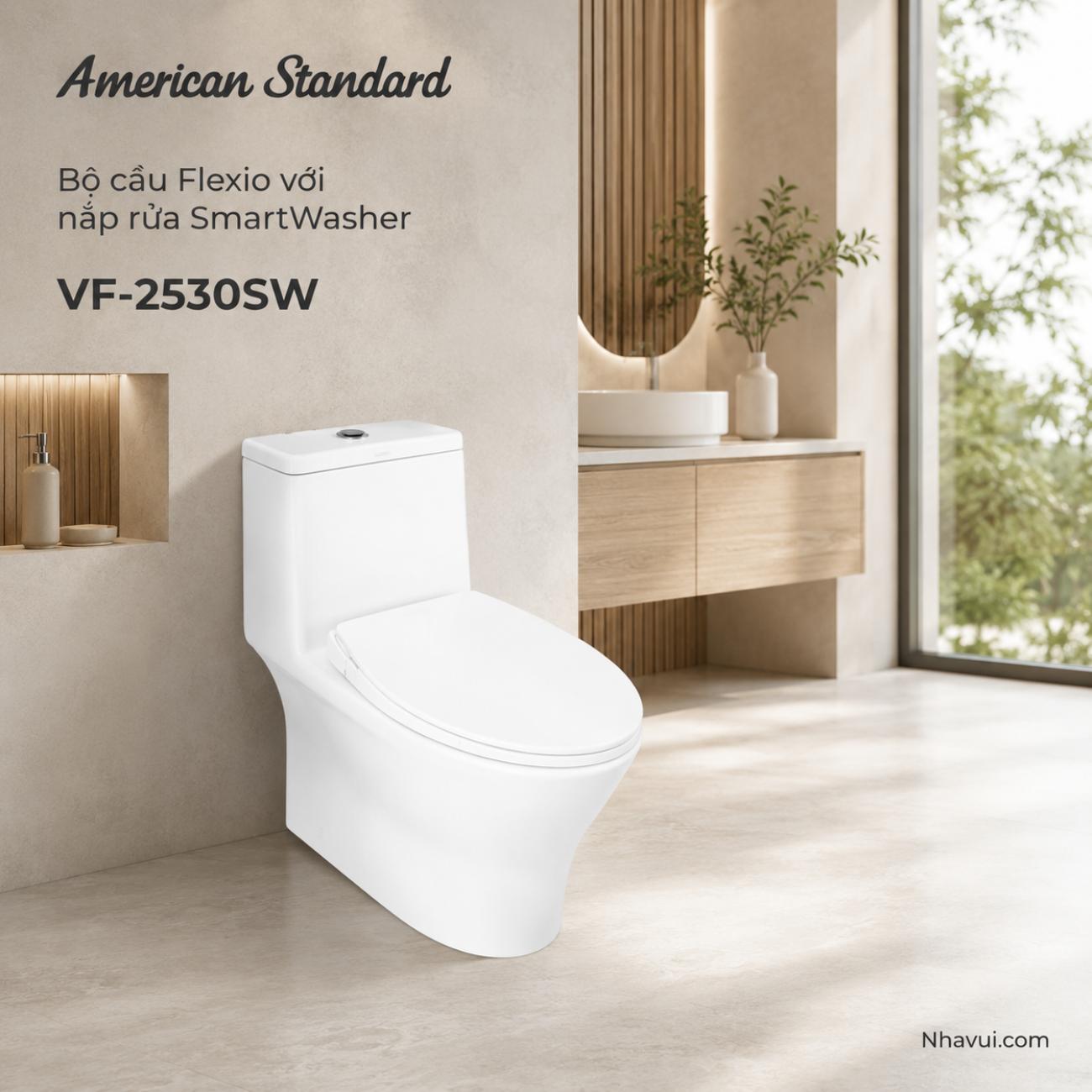 Bồn cầu American Standard VF-2530SW Flexio với nắp rửa SmartWasher