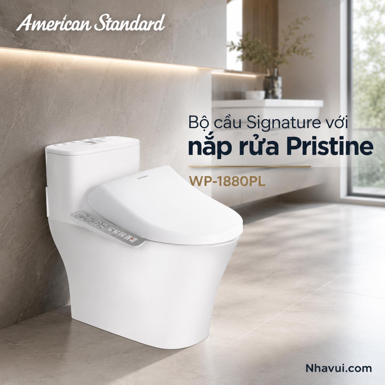 Bồn cầu American Standard WP-1880PL Signature với nắp rửa Pristine