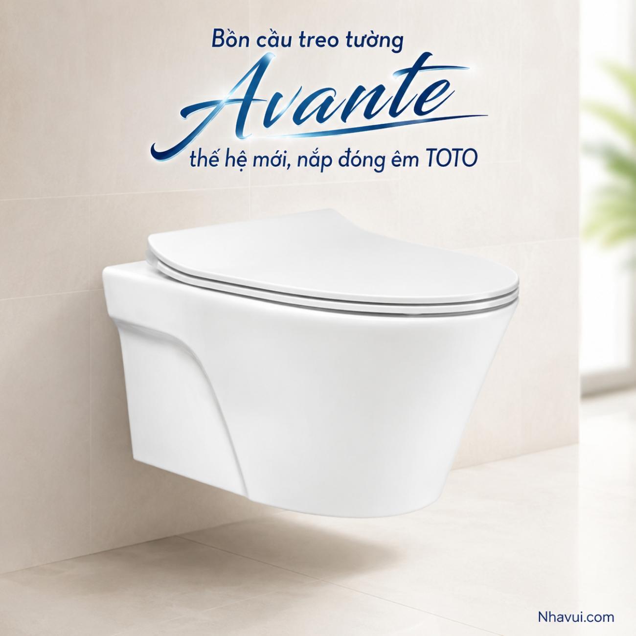 Bồn cầu treo tường Avante thế hệ mới, nắp đóng êm TOTO
