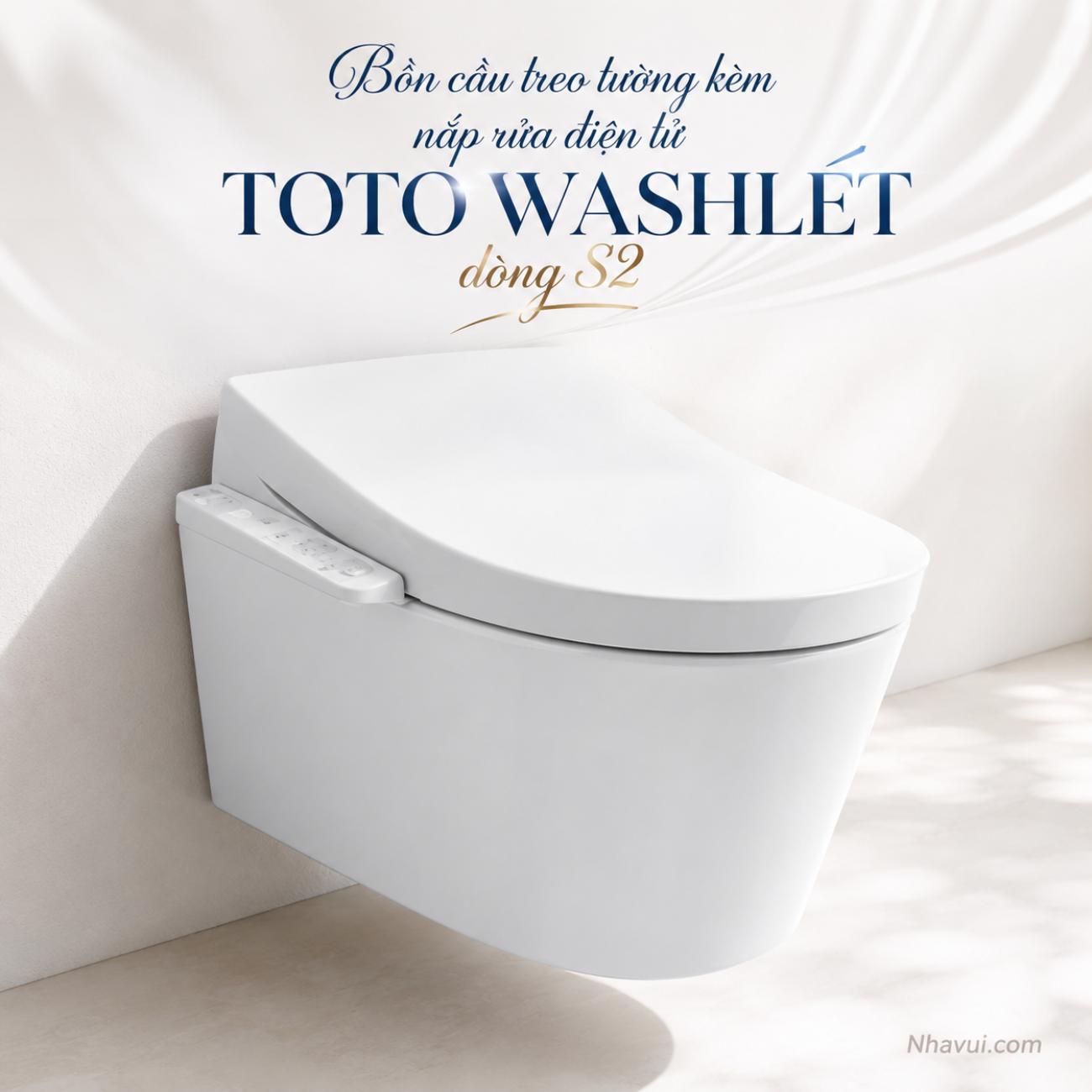 Bồn cầu treo tường kèm nắp rửa điện tử TOTO WASHLET dòng S2
