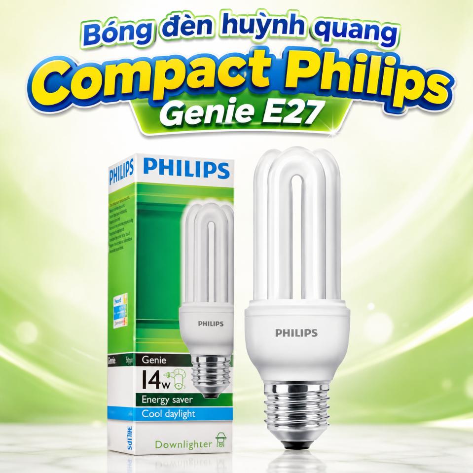 Bóng huỳnh quang compact Philips Genie E27