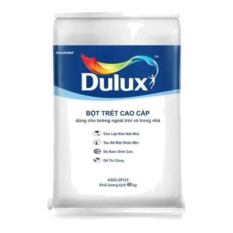 Bột trét tường nội & ngoại thất Dulux A502 bám dính cao bề mặt nhẵn mịn