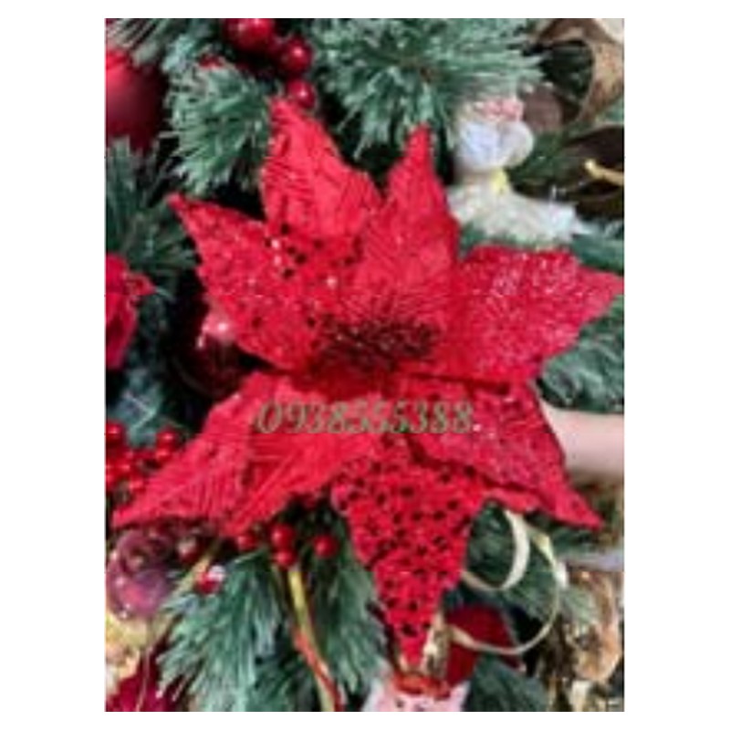 Cành hoa trạng nguyên đỏ trang trí Noel 20cm
