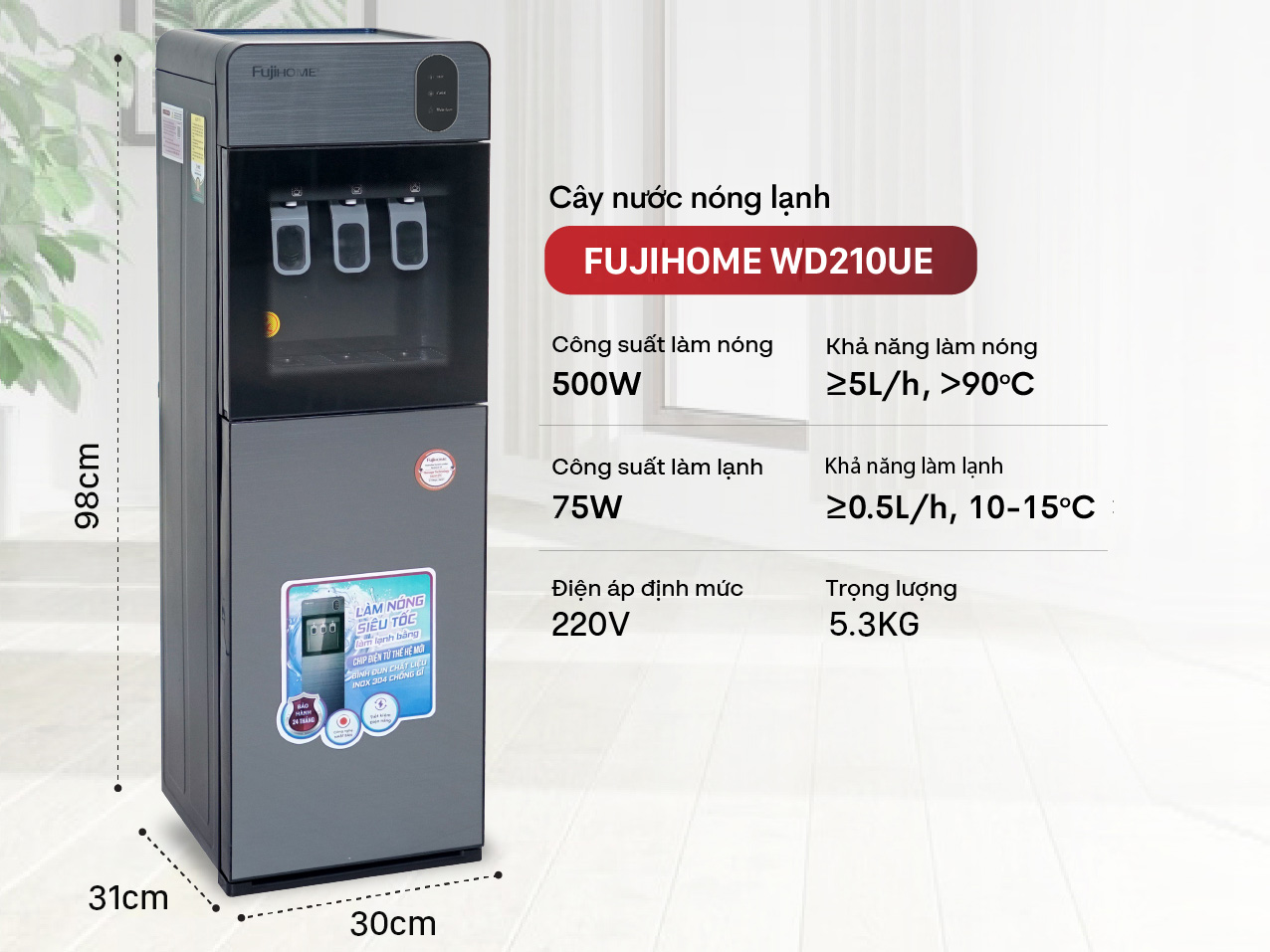 Cây nước nóng lạnh bình âm FujiHome WD210UE
