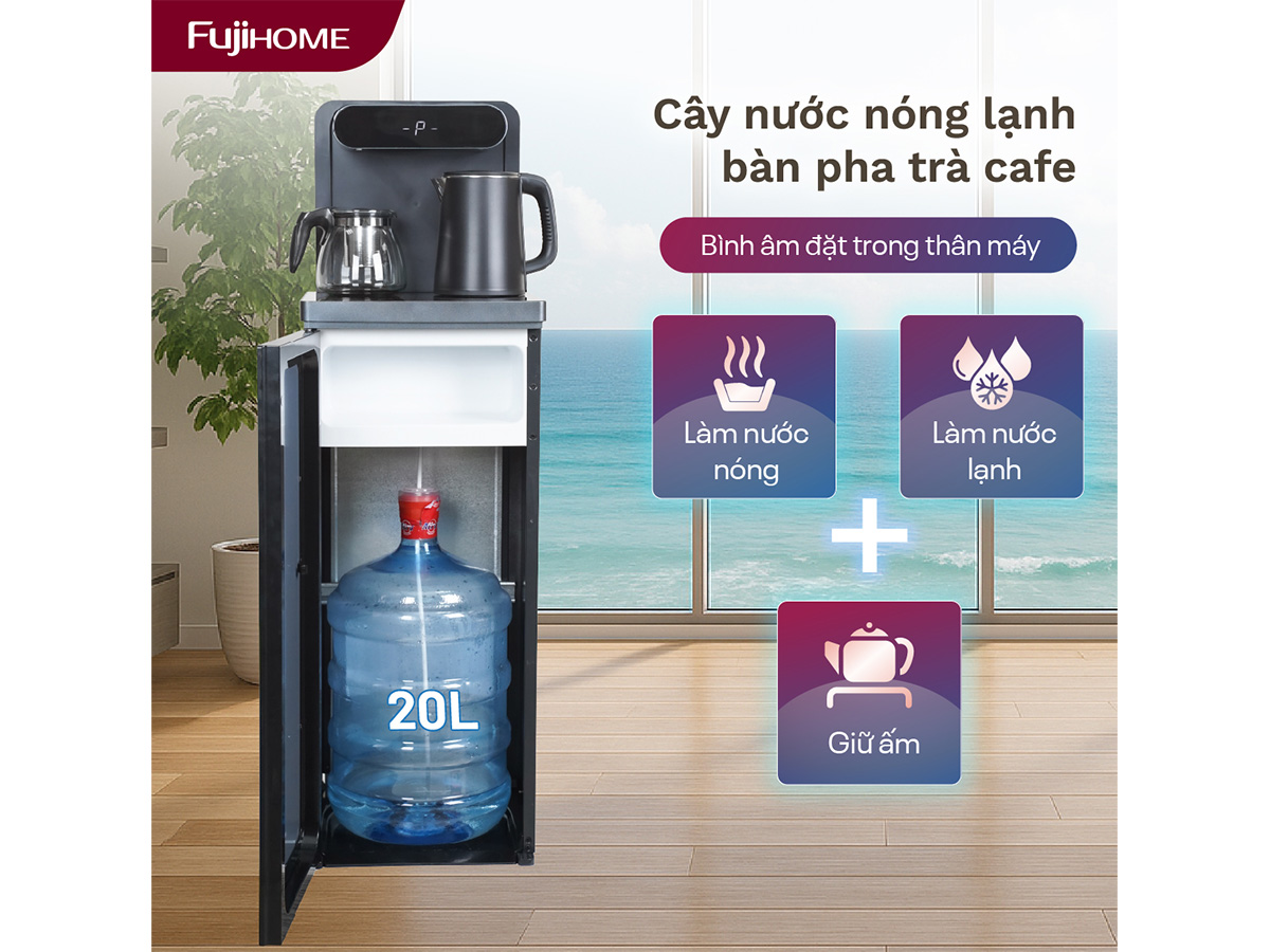 Cây nước nóng lạnh bình âm kết hợp bàn pha trà, cà phê FujiHome TB392